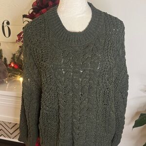 SO Olive Cable Knit Sweater